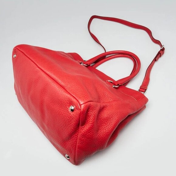 Prada Blue Vitello Daino Leather Convertible Shopping Tote Bag - Picture 3 of 12